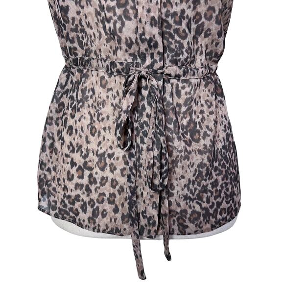 AllSaints Laney Sheer Leopard Print Ruffle Blouse XS Workwear Office Coquette - Picture 4 of 8